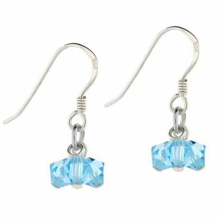 Sterling Silver Aqua Swarovski Elements Cluster Dangle Earrings - Grocery