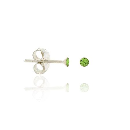 Sterling Silver Light Green Rhinestone 2mm Small Mini Kid Junior Stud Earrings - Grocery