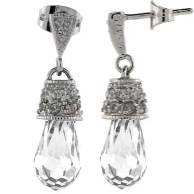 Sterling Silver CZ Briolette Raindrop Earrings - Grocery
