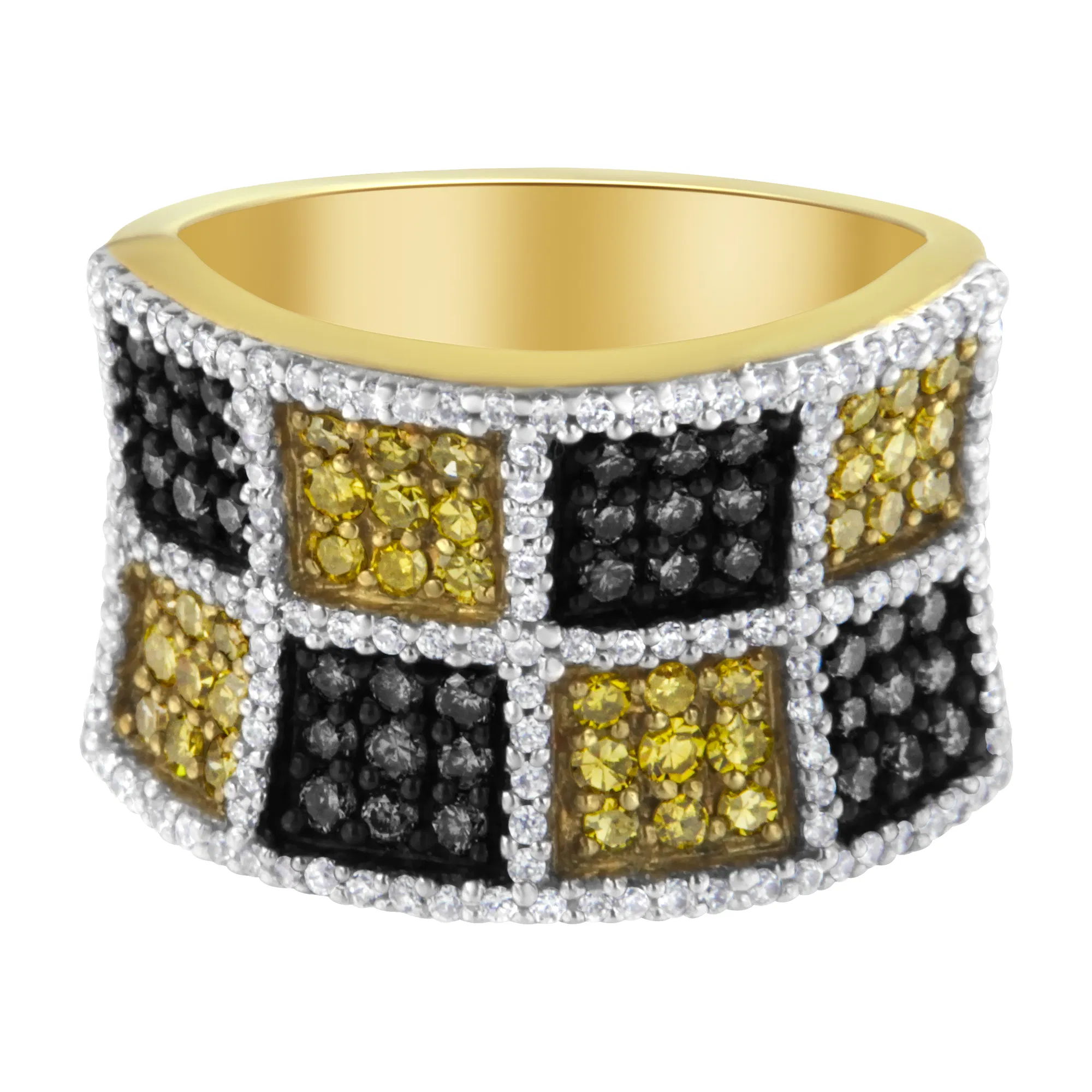 14KT Yellow Gold Champagne, Yellow and Round Diamond Band Ring (1 1/2 cttw, H-I Color, I1-I2 Clarity) - Grocery