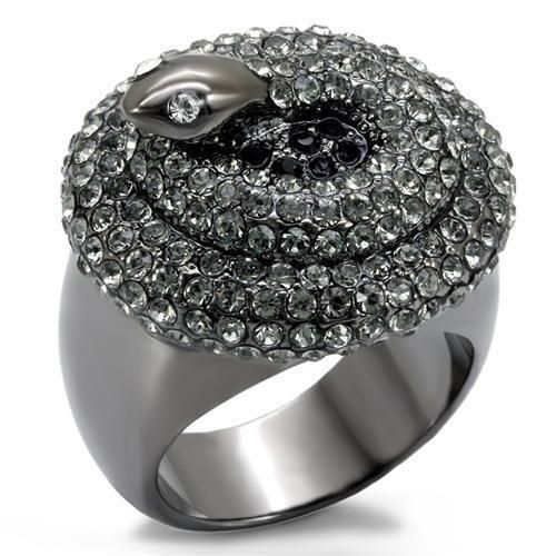 LO1675 - TIN Cobalt Black Brass Ring with Top Grade Crystal in Multi Color - Grocery