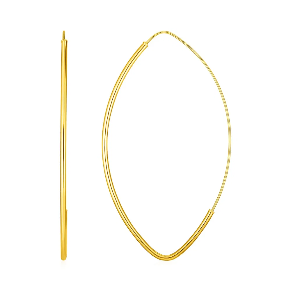 14k Yellow Gold Polished Long Marquise Motif Earrings - Grocery