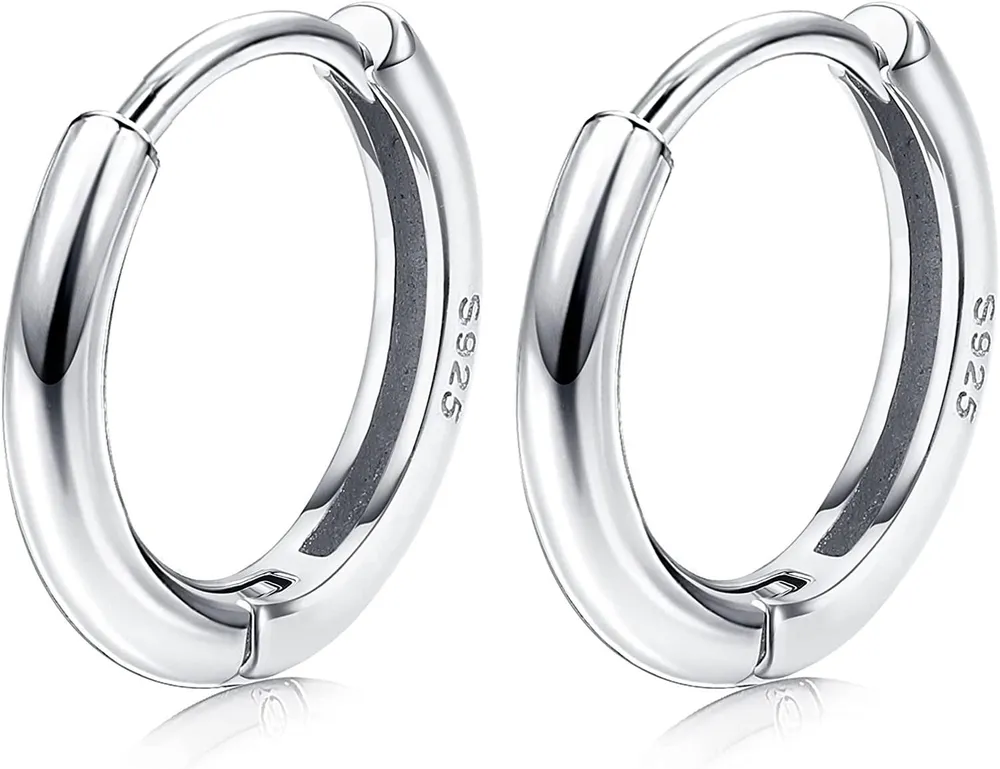 Sterling Hoop Earring for Women Lightweight 12MM Endless Hoop Earrings 14K Gold Plated Cartilage Small Hoop Earrings - Grocery