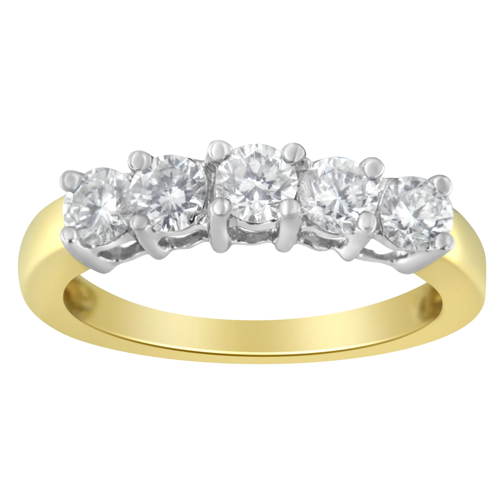 14KT Two Toned Gold 5 Stone Diamond Ring (1 cttw, H-I Color, SI1-SI2 Clarity) - Grocery