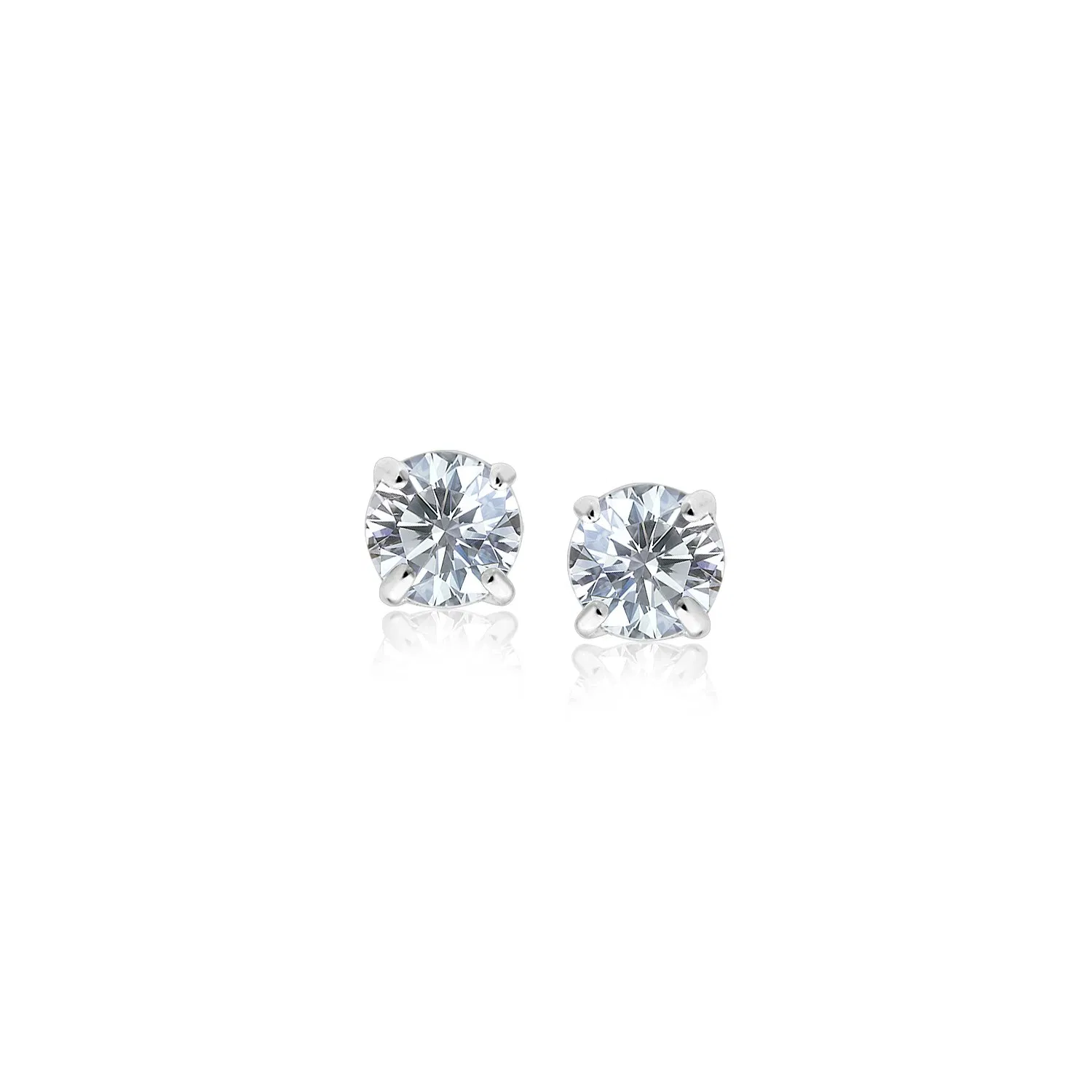 14k White Gold 3mm Faceted White Cubic Zirconia Stud Earrings - Grocery