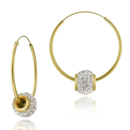 18K Gold over Sterling Silver Crystal Fireball Hoop Earrings - Grocery