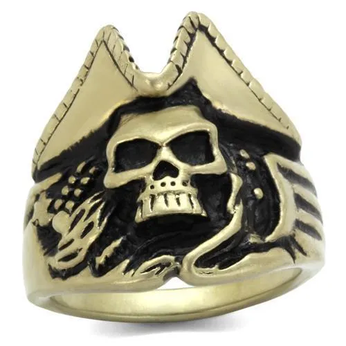 TK2453 - IP Antique Copper Stainless Steel Ring with Epoxy in Jet - Grocery
