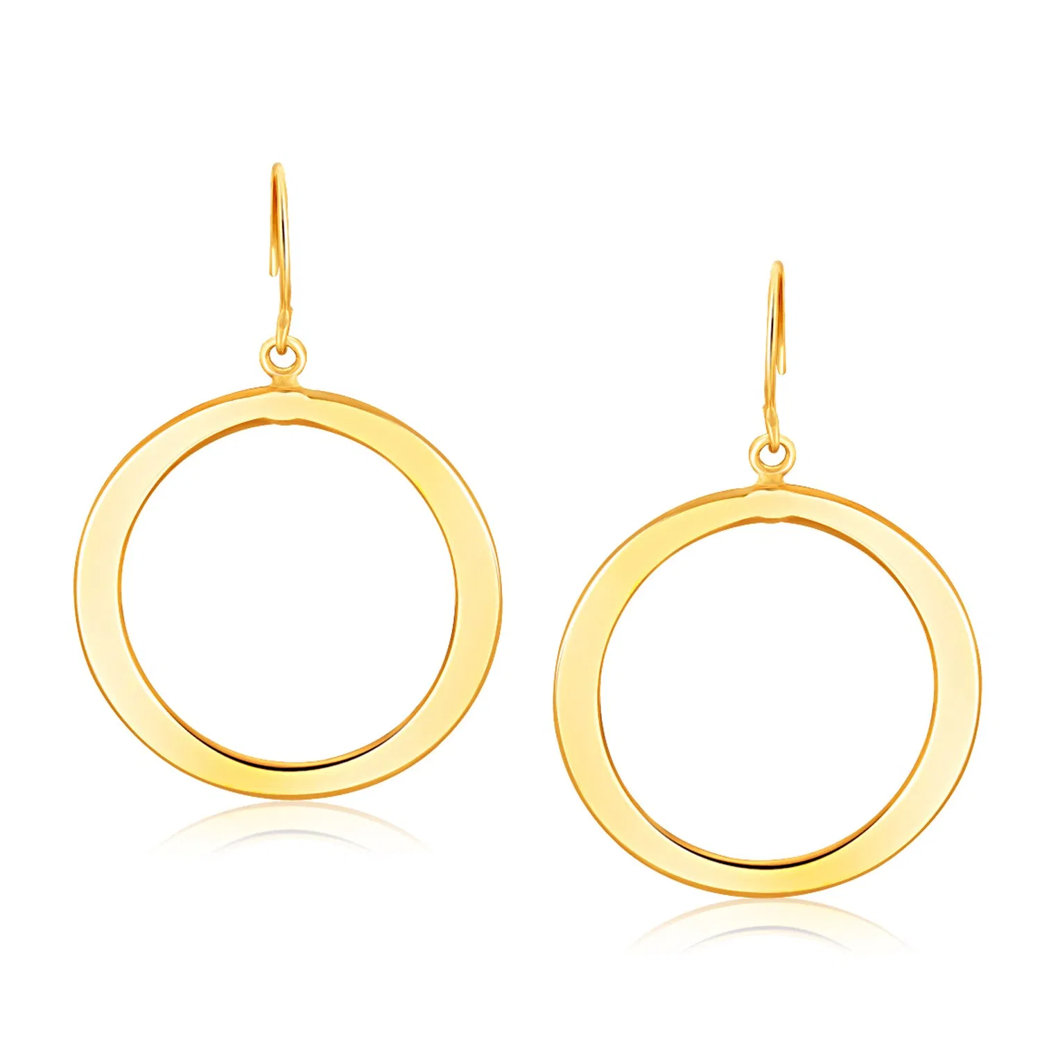 14k Yellow Gold Flat Open Tube Round Earrings - Grocery