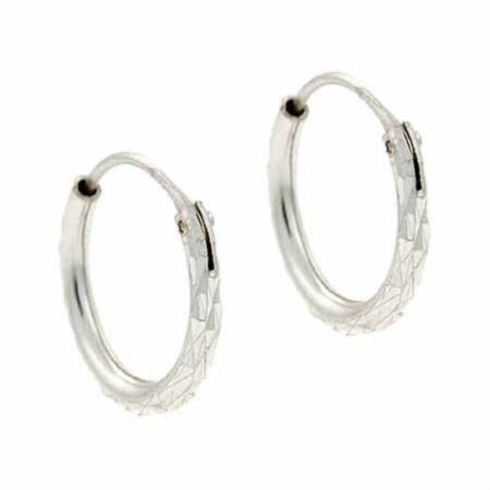 Sterling Silver Etched 12mm Hoop Earrings - Grocery