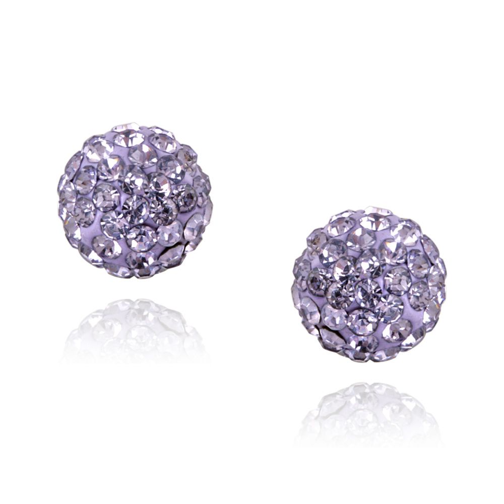 Sterling Silver Violet Crystal Fireball Stud Earrings, 8mm - Grocery