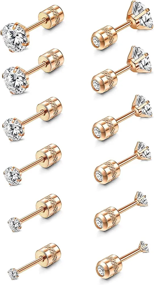 18G Cartilage Earrings Stud for Women CZ Screw Back Earrings Helix Tragus Piercing Jewelry - Grocery
