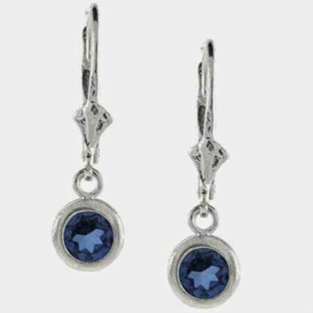 Sterling Silver Tanzanite CZ Round Leverback Earrings - Grocery
