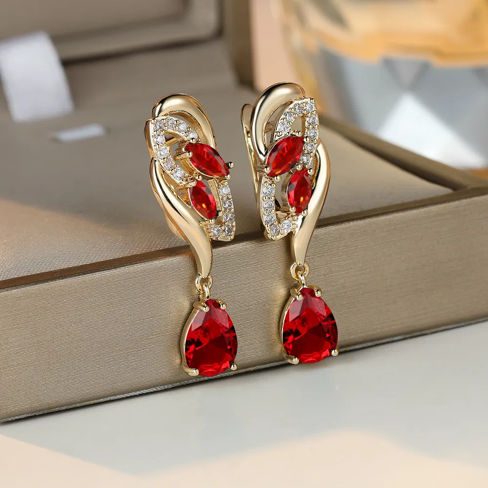 Romantic Crystal Dangle Earrings Water Cut Zircon Women Birthstone Party Earrings Jewelry Gifts - Grocery