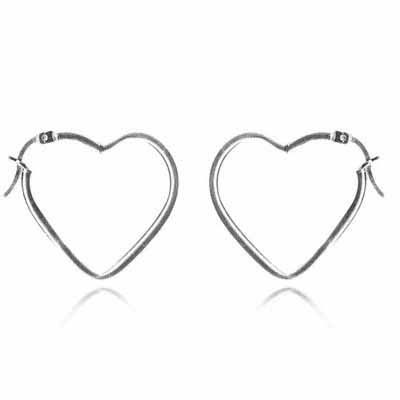 Sterling Silver Heart Hoop Earrings - Grocery