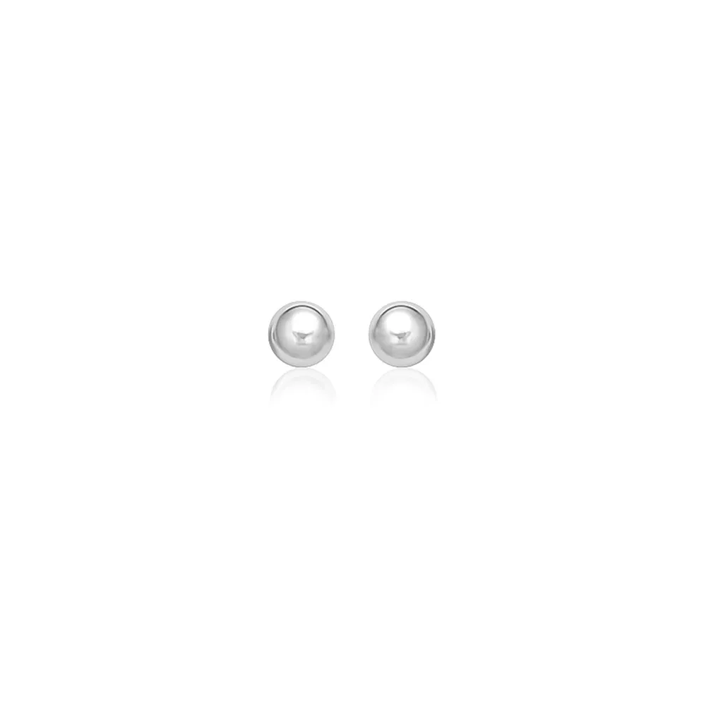 14k White Gold Spherical Stud Earrings (7.0 mm) - Grocery