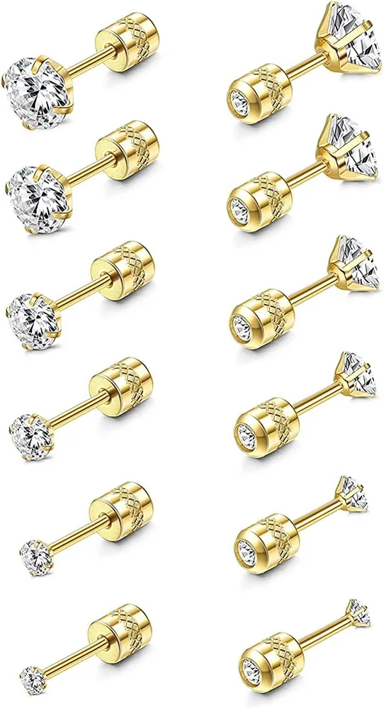 18G Cartilage Earrings Stud for Women CZ Screw Back Earrings Helix Tragus Piercing Jewelry - Grocery