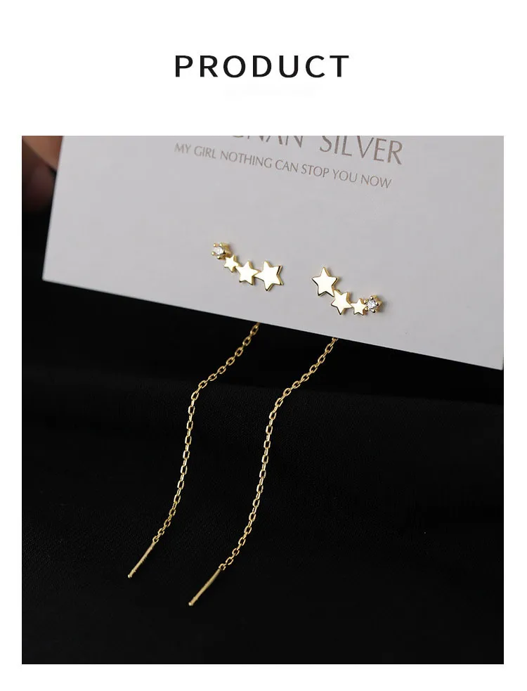 Two Wear Ear Line Sterling Silver Stud Female Mini Silver Earrings - Grocery