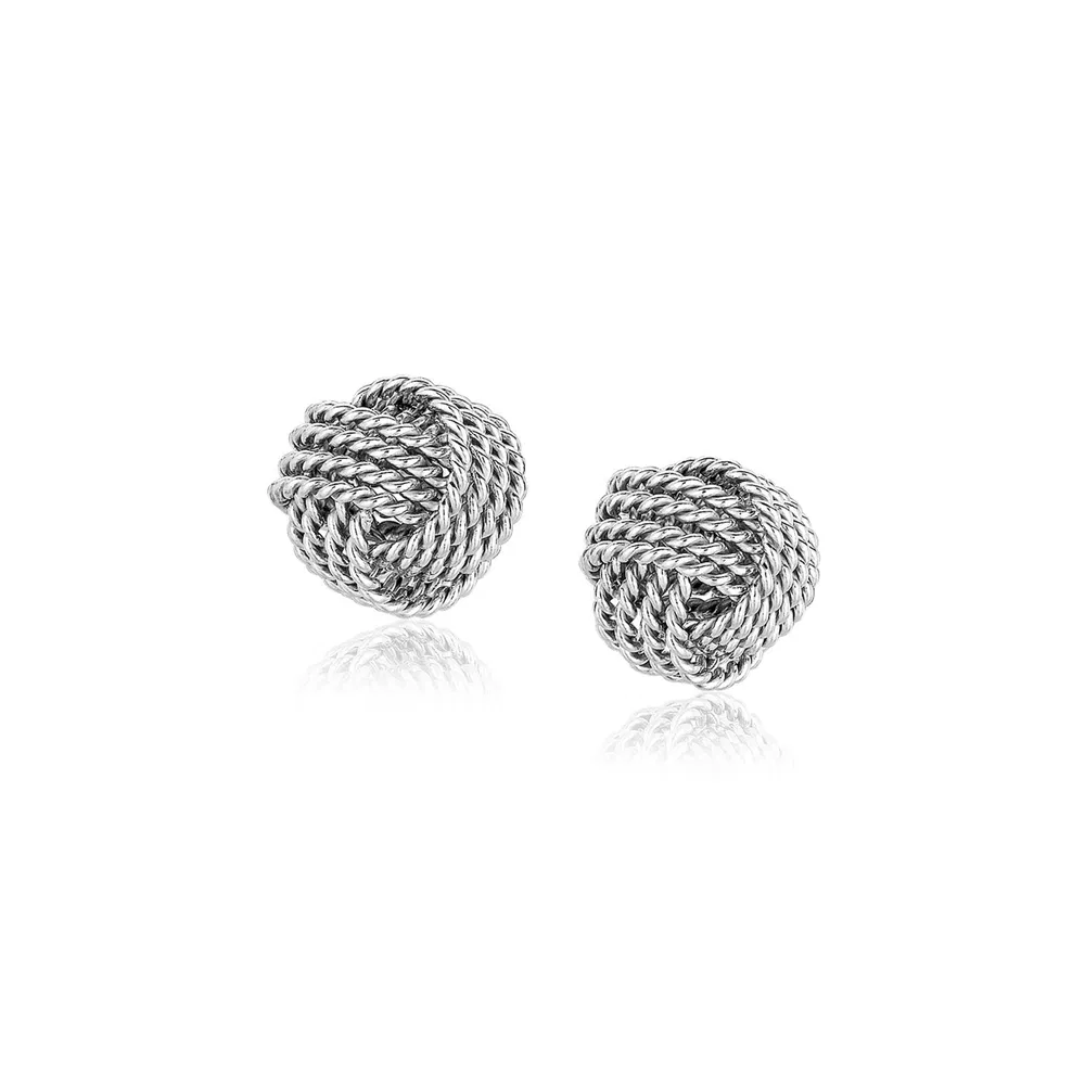 Sterling Silver Textured Love Knot Stud Style Earrings(9mm) - Grocery