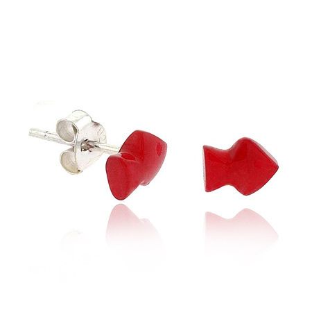 Sterling Silver Red Arrow/Fish Mini Stud Earrings - Grocery