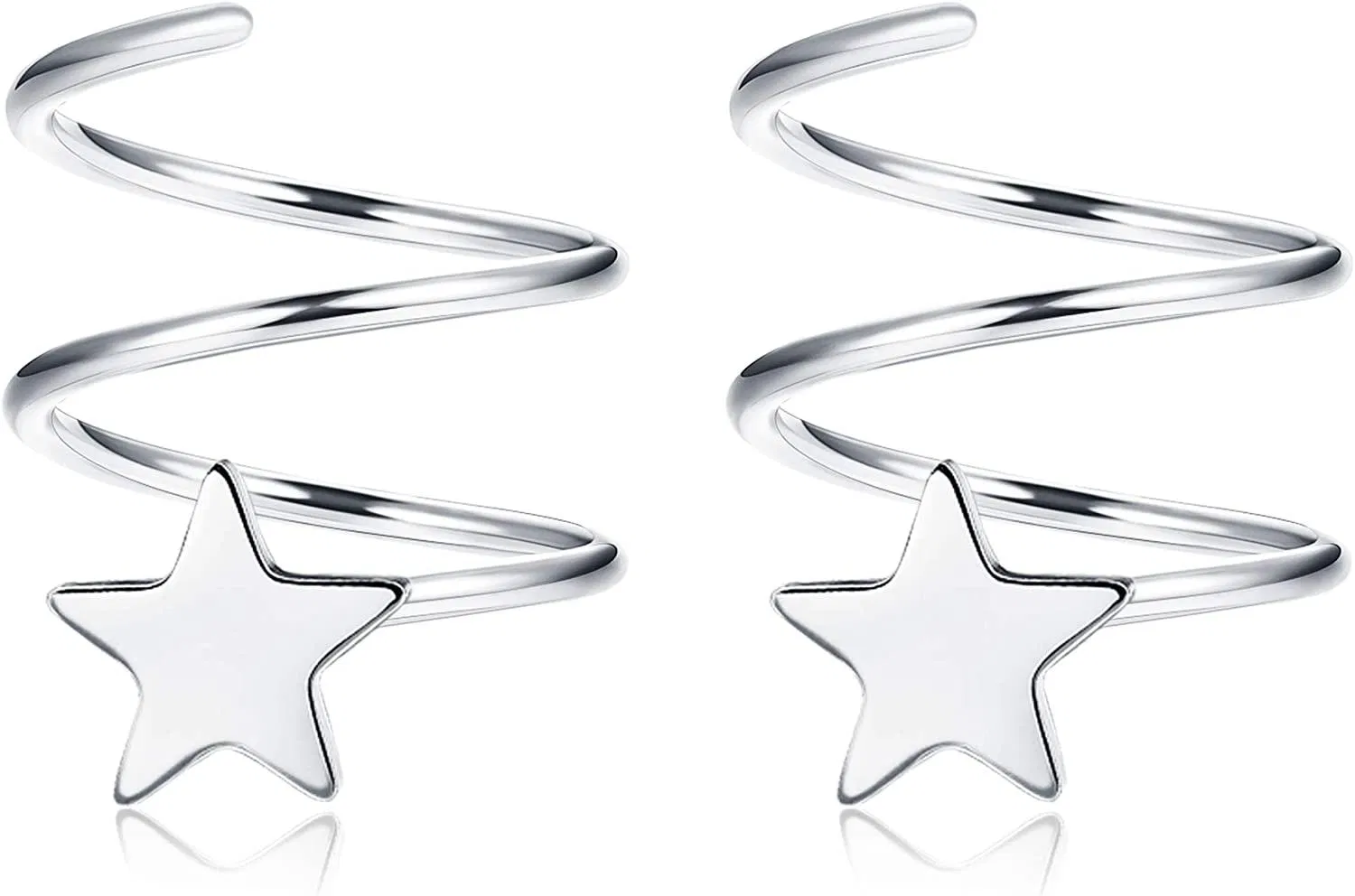 925 Sterling Double Twist Hoop Earrings for Women Star Heart CZ Fashion Ear Climber Wrap Cuff Earrings Set - Grocery