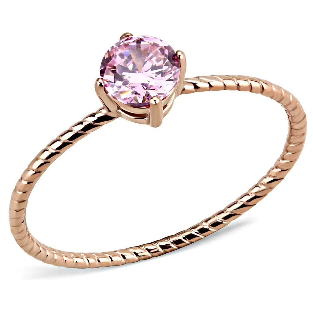TK3558 - IP Rose Gold(Ion Plating) Stainless Steel Ring with AAA Grade CZ in Rose - Grocery