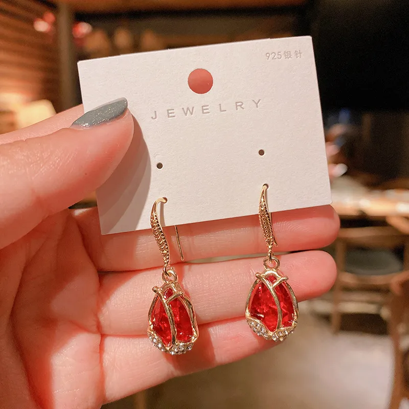 Women's Red Pearl Festive Earrings - Grocery