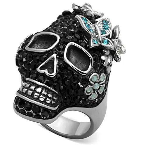 TK1342 - High polished (no plating) Stainless Steel Ring with Top Grade Crystal in Multi Color - Grocery