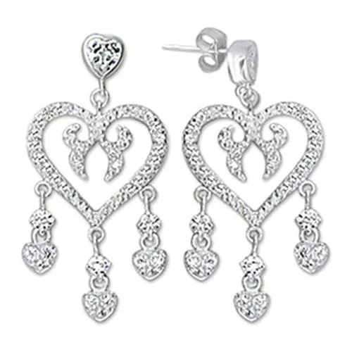 6X278 - High-Polished 925 Sterling Silver Earrings with AAA Grade CZ in Clear - Grocery