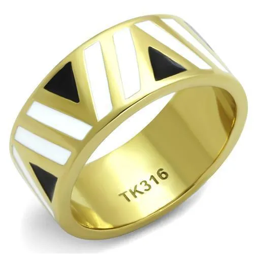 TK2037 - IP Gold(Ion Plating) Stainless Steel Ring with Epoxy in Multi Color - Grocery