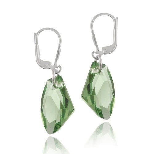 Sterling Silver Peridot Swarovski Elements Rock Dangle Earrings - Grocery