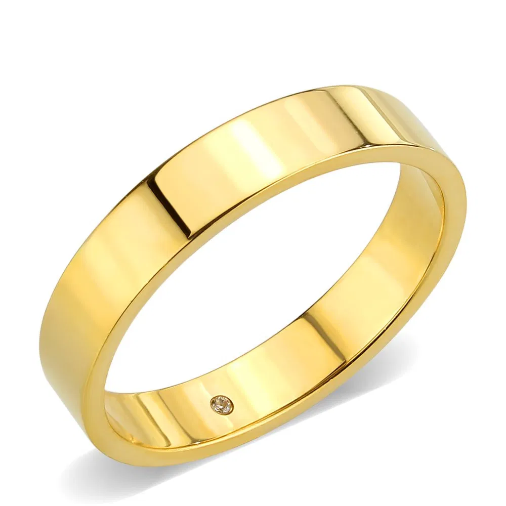 TK3832 - IP Gold Stainless Steel Ring with Top Grade Crystal in Clear - Grocery