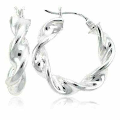 Sterling Silver 25mm Twisted Hoop Earrings - Grocery