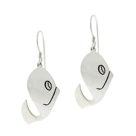 Sterling Silver Smile Whale Earrings - Grocery