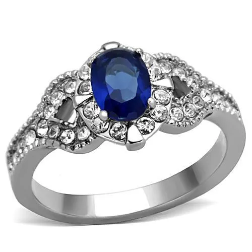 TK1765 - High polished (no plating) Stainless Steel Ring with Synthetic Synthetic Glass in Montana - Grocery