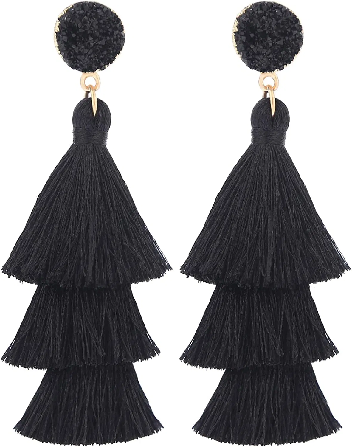 LEGITTA Tassel Earrings Layered Tiered Linear Drop Fashion Trending Earrings - Grocery