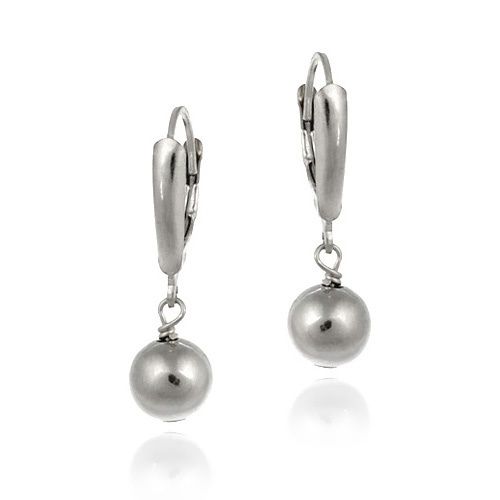 Sterling Silver Shield and Bead Dangle Earrings - Grocery