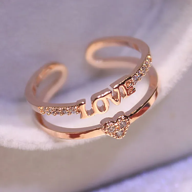 LOVE LOVE LOVE Double-layer Ring Female Simple Opening Diamond Four-leaf Clover Bracelet - Grocery