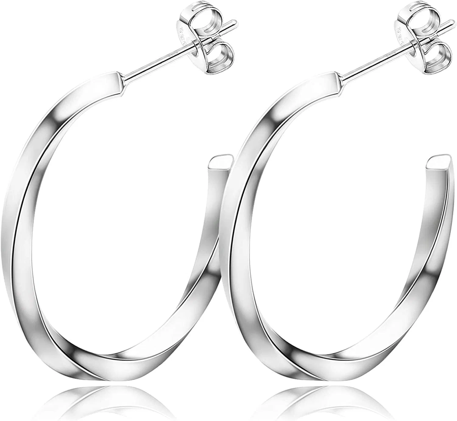 925 Sterling Silver Small Hoop Earrings for Women Hypoallergenic Open Twisted Hoop Earrings - Grocery