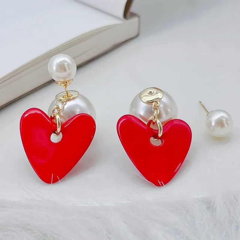 Afternoon Eros Earrings Design Sense French Pearl Love Paint Retro Fashion Trendy Earrings - Grocery