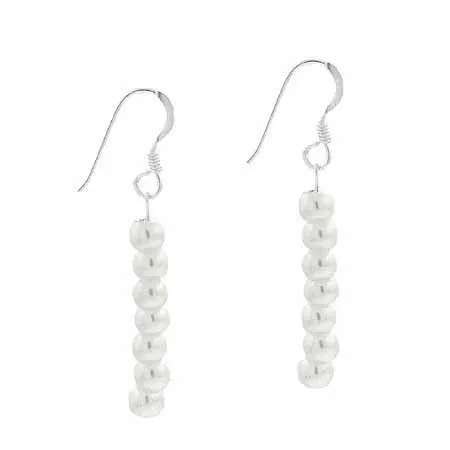 Sterling Silver 4mm Simulated White Pearl Dangle Earrings - Grocery