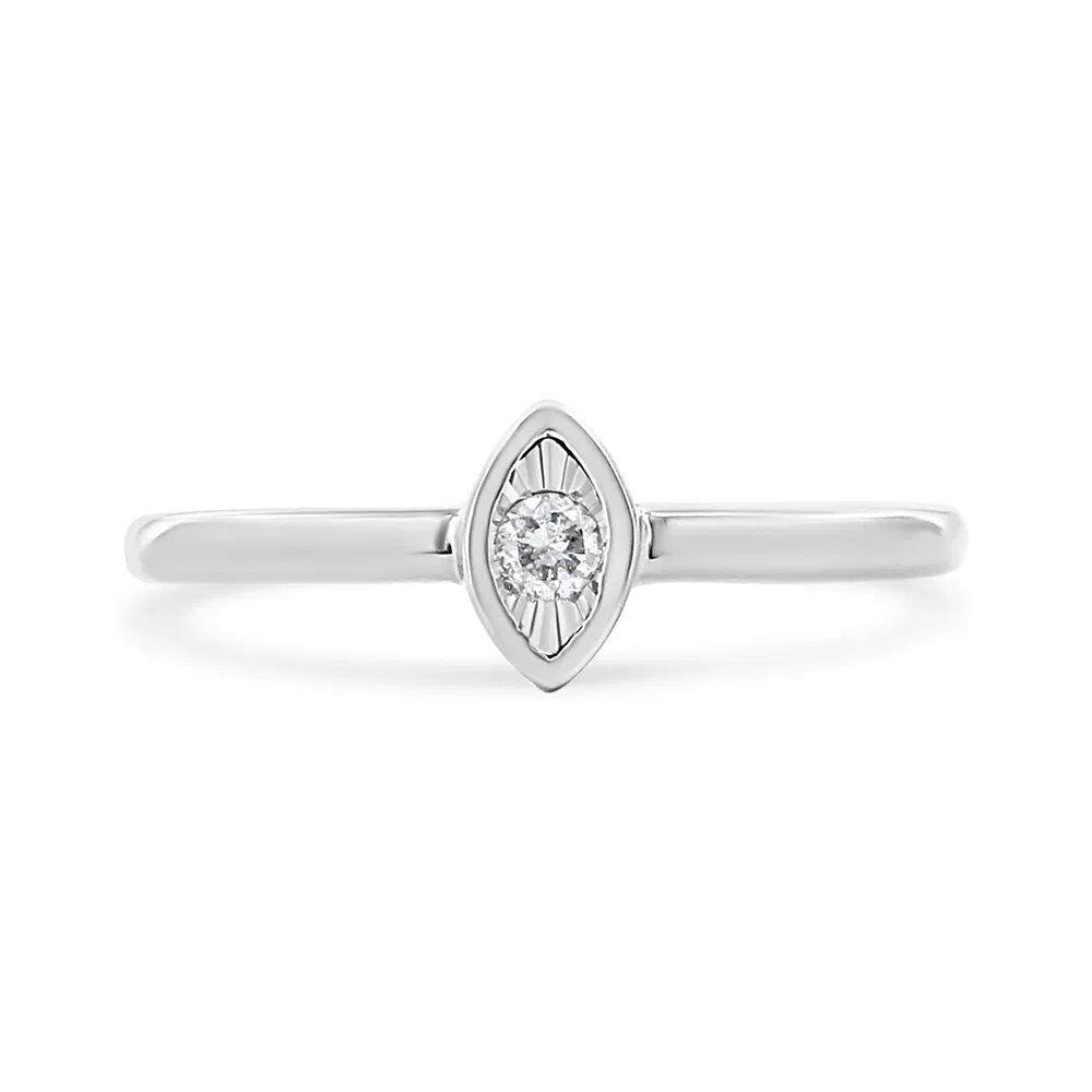 .925 Sterling Silver 1/20 Cttw Diamond Marquise Shaped Promise Ring (J-K, I1-I2) - Grocery