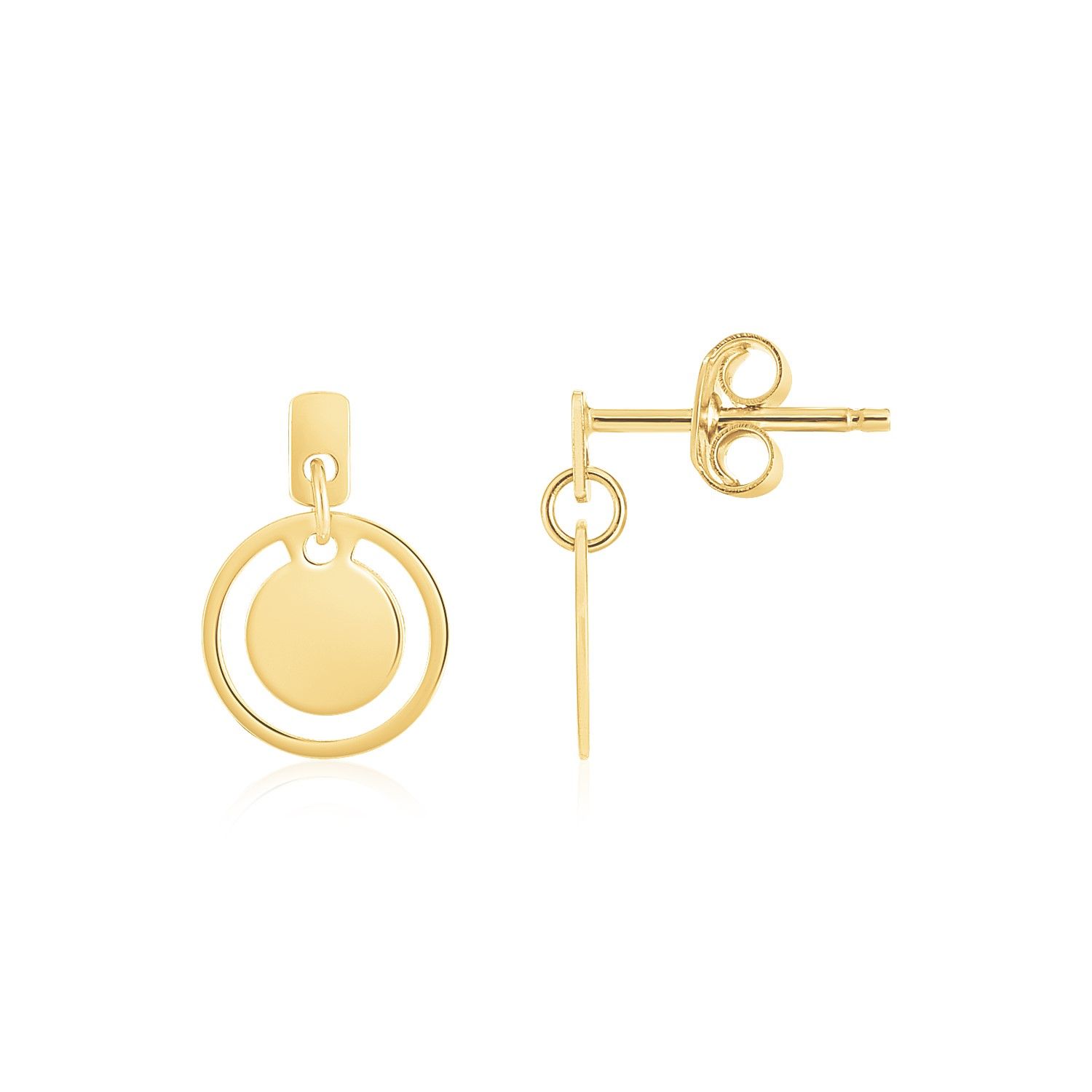 14K Yellow Gold Circle Drop Earrings - Grocery
