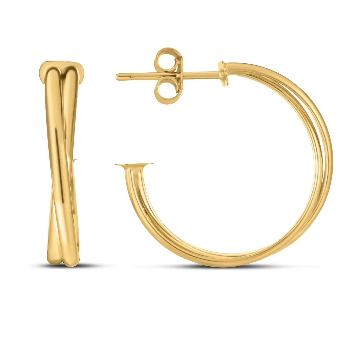 14k Yellow Gold Large Crossover Hoops - Grocery