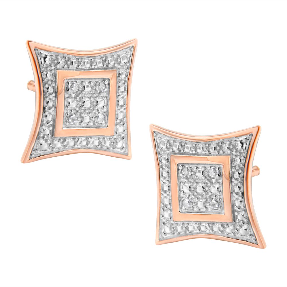 .925 Sterling Silver Diamond Accented 4-Stone Four Pointed Star Shaped Halo-Style Stud Earrings (H-I Color, I2-I3 Clarity) - Grocery