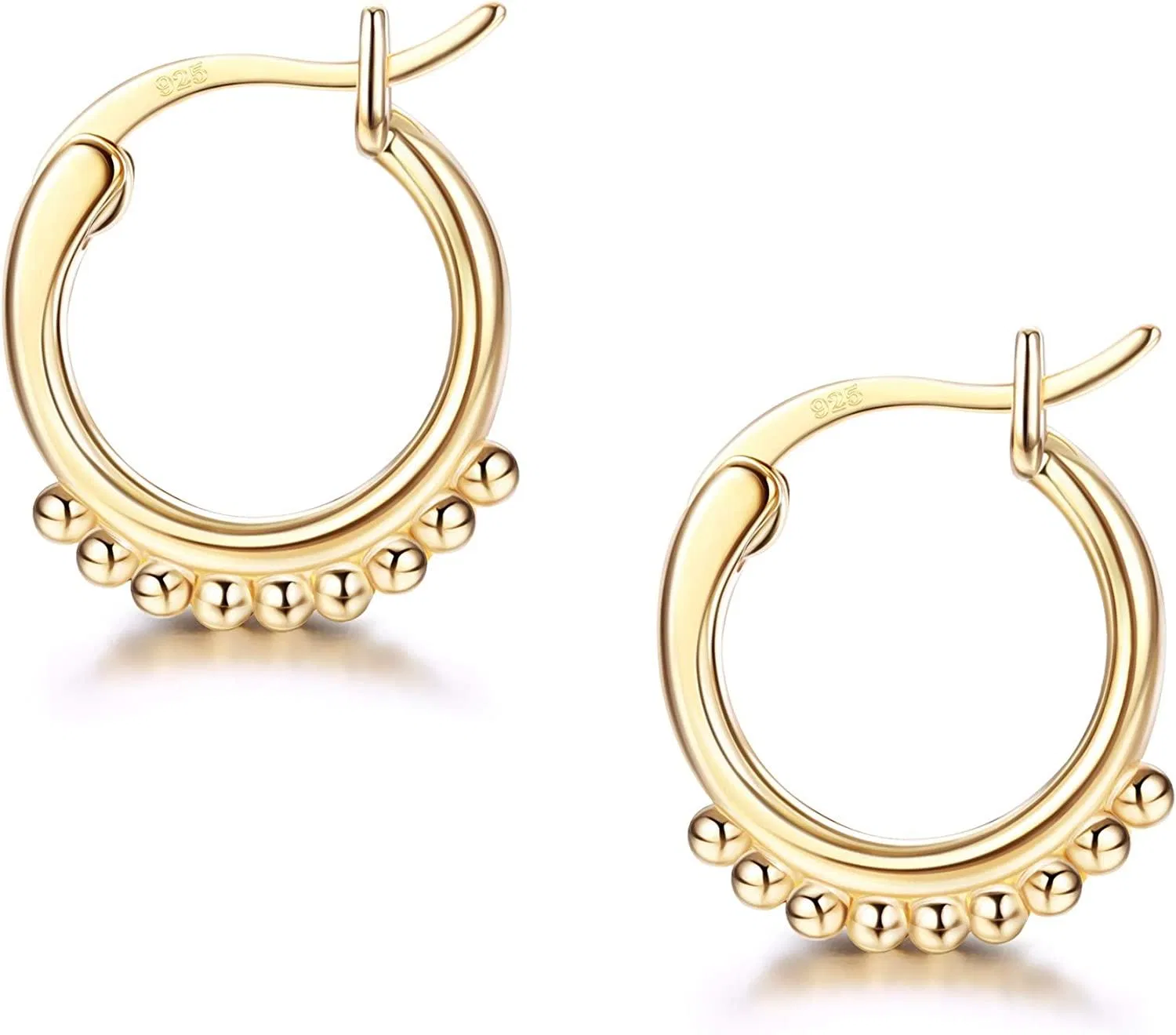 925 Sterling Silver 14k Gold Plated Huggie Hoop Earrings Sterling Silver Mini Cute Hoop Earrings Dainty Cartilage Hoop Earring for Women Man - Grocery