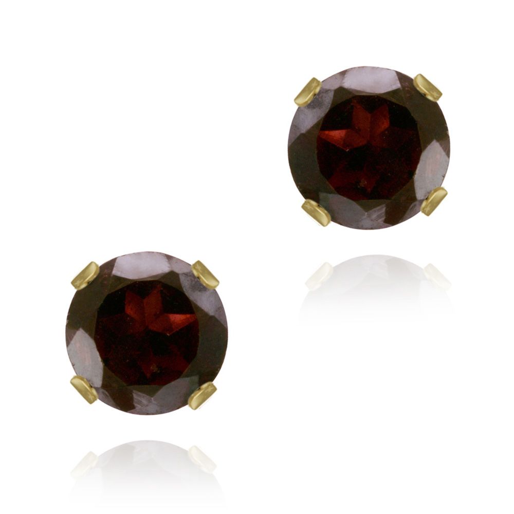 14K Yellow Gold 2.2ct Garnet Stud Earrings, 6mm - Grocery