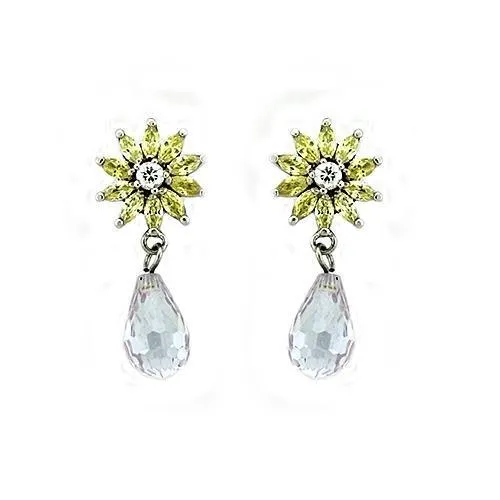 LOAS1332 - Rhodium 925 Sterling Silver Earrings with AAA Grade CZ in Multi Color - Grocery
