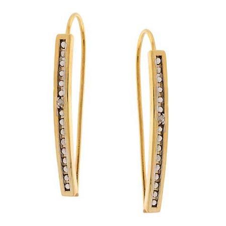 18k Gold over Sterling Silver Diamond Accent Threader Earrings - Grocery