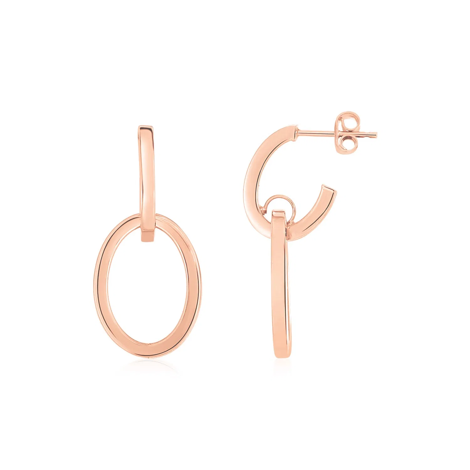 14K Rose Gold Interlocking Drop Hoop Earrings - Grocery