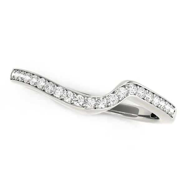 14k White Gold Modern Curved Wedding Ring (1/5 cttw) - Grocery